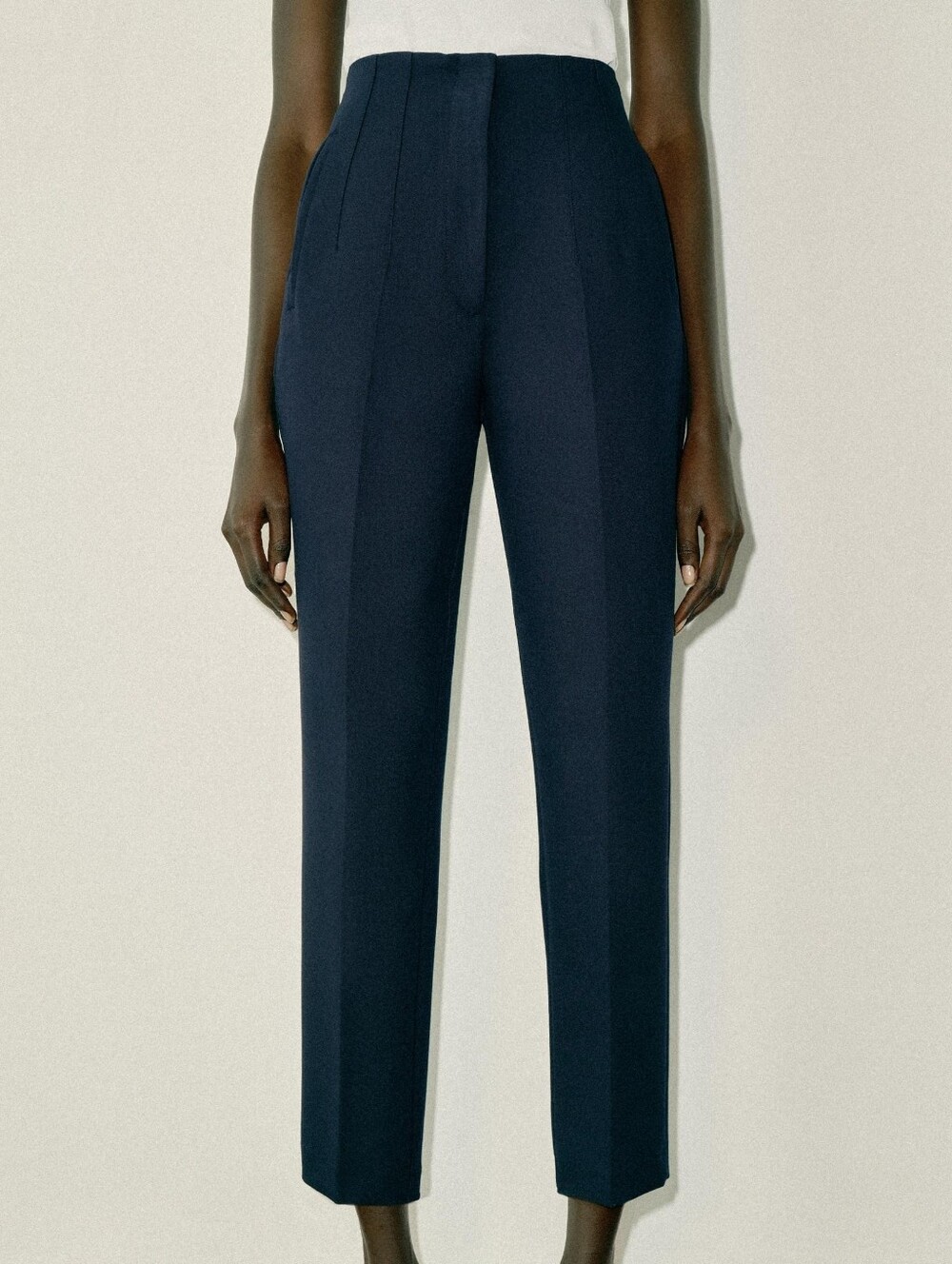 Zara Navy Blue High Waist Ankle Pants Slim Fit Size XL New With Tags